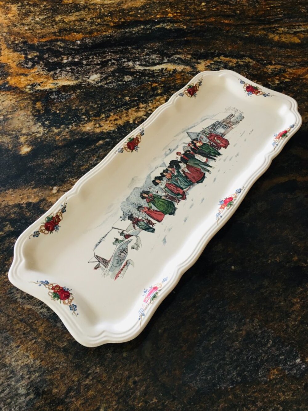 VTG Sarreguemines Obernai Henri Loux French Faience Ceramic Large Sandwich Tray